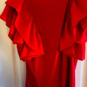 Beautiful Red Ruffled short sleeve blouse